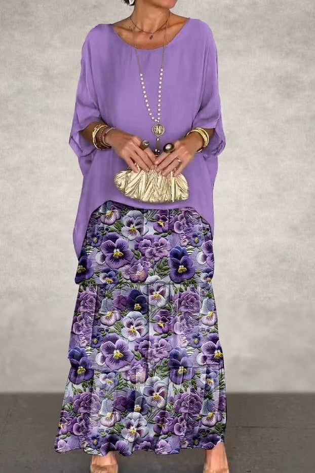 Judith Layered Dress Purple Flower - Elena Harper