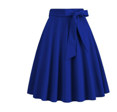 Women's A-line midi skirt with side bow - high-waisted and elegant