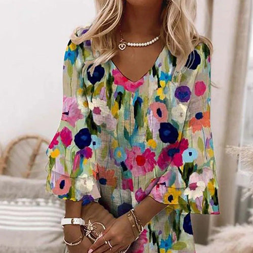Tabitha Romantic Floral Print Viscose Mini Dress, view 3 - Elena Harper