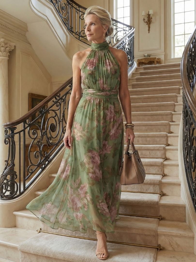 Mirelle Gathered Halter Midi Dress - Elena Harper