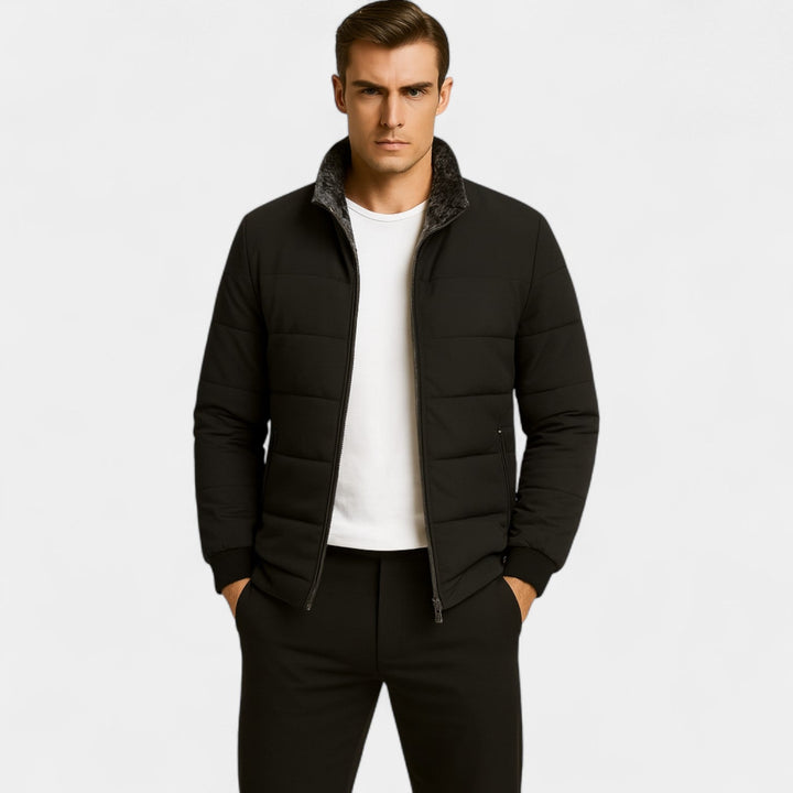 MEN'S QUILTED JACKET WITH HIGH COLLAR