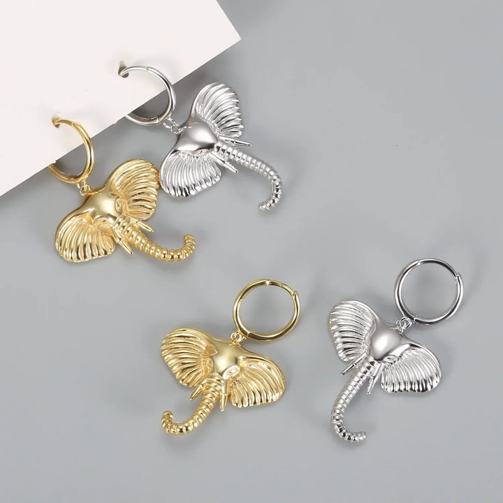 Elephant Charm Hoop Earrings, view 7 - Elena Harper