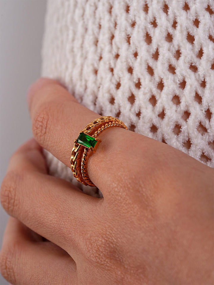 Elegant Green Spiral Ring, view 2 - Elena Harper