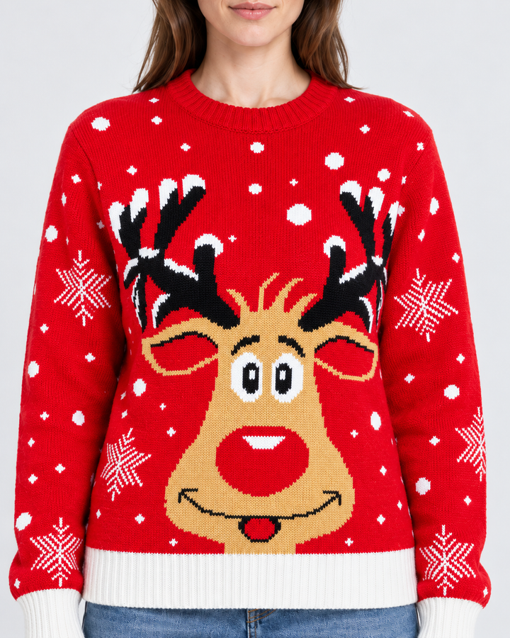 Pull Fair Isle with Bears, Reindeer, and Snowflakes for Women