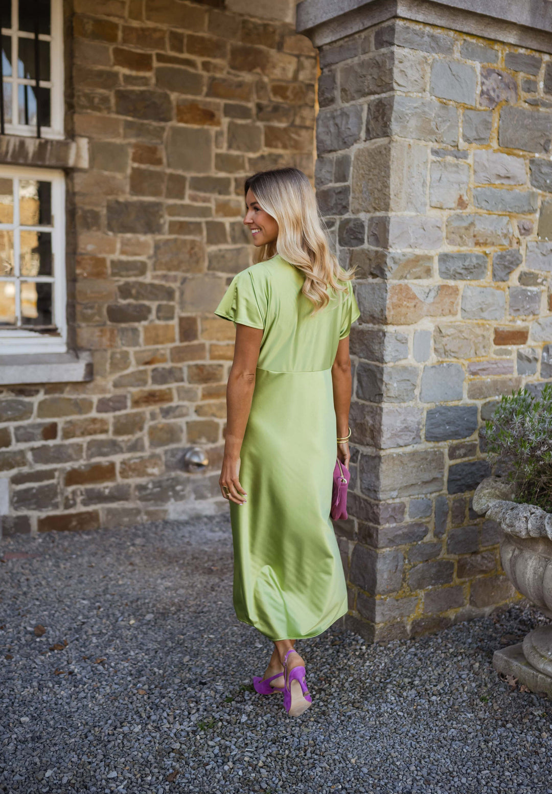 Eleonore The Satin Dress with V-Neck - Elena Harper