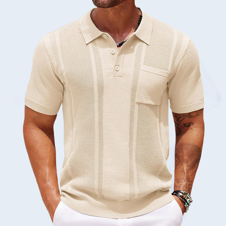 Anselmo Men's Cotton Polo, view 3 - Elena Harper