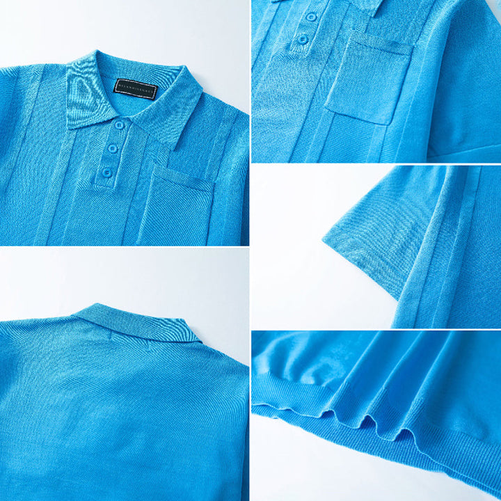 Anselmo Men's Cotton Polo, view 8 - Elena Harper