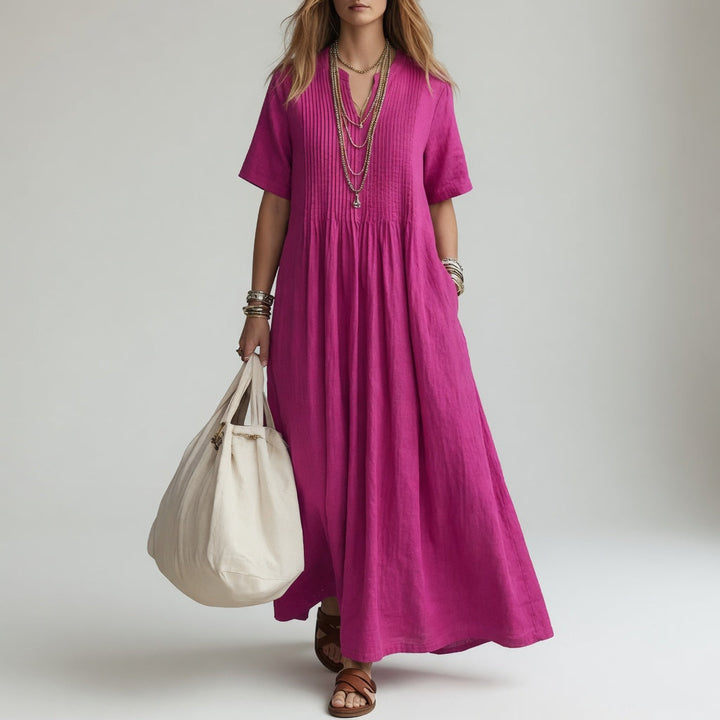 Pélagie Long V-Neck Dress - Elena Harper