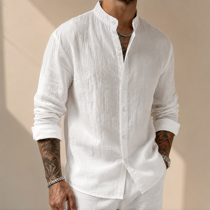 ELENA HARPER™  |  HENLEY LINEN SHIRT FOR MEN