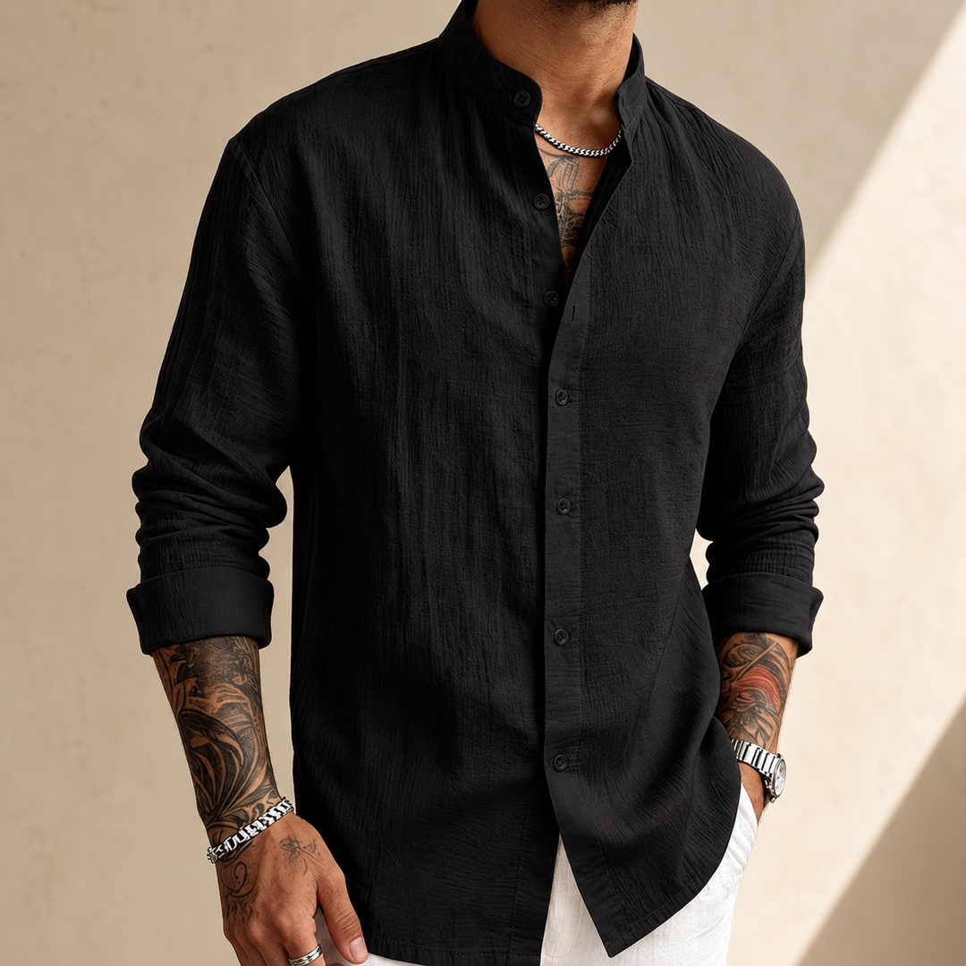 ELENA HARPER™  |  HENLEY LINEN SHIRT FOR MEN