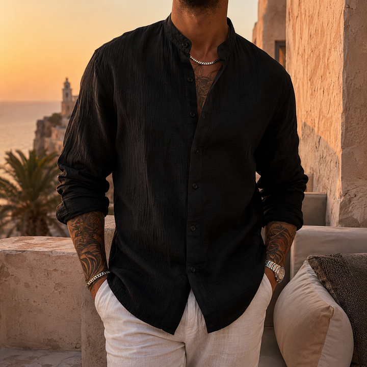 ELENA HARPER™  |  HENLEY LINEN SHIRT FOR MEN