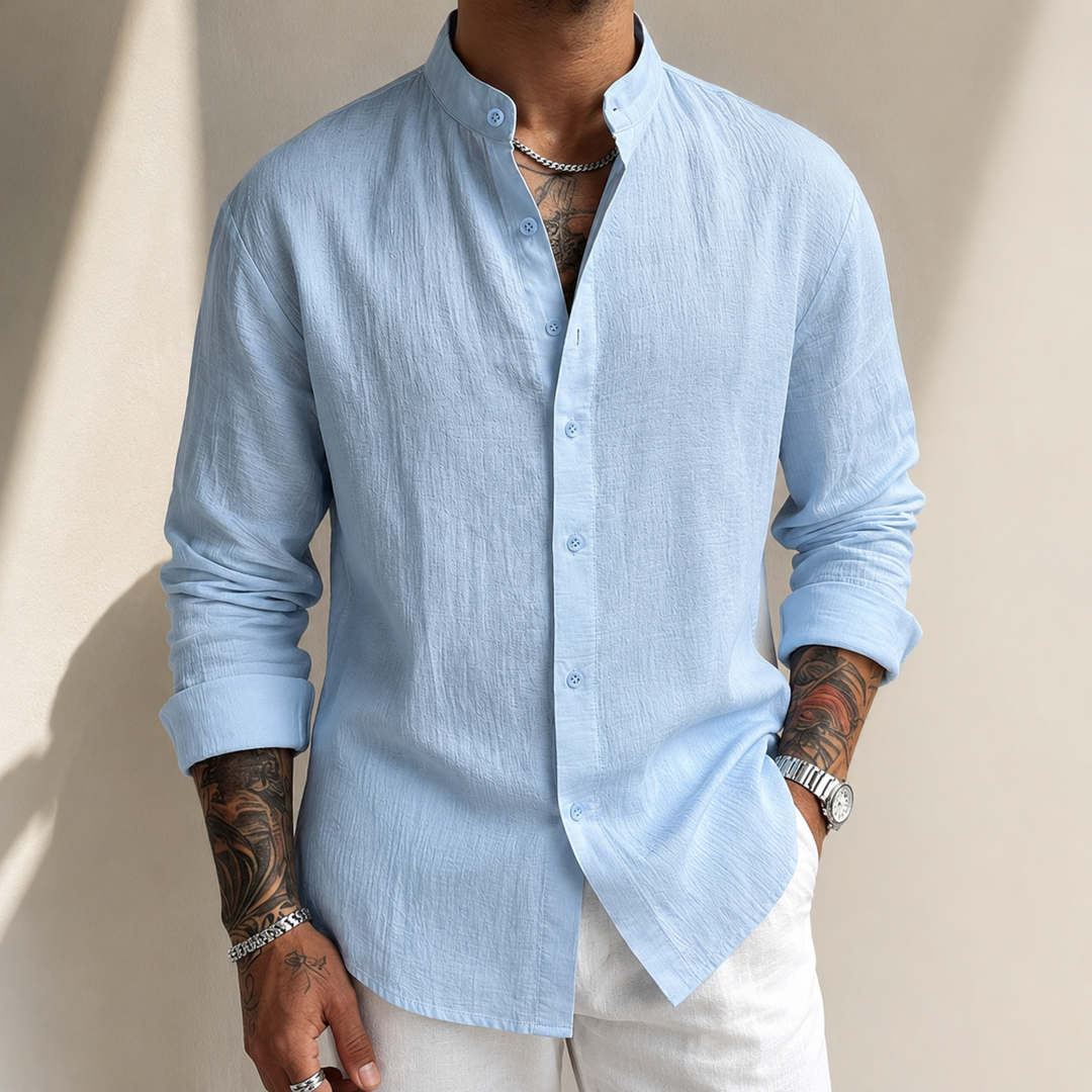 ELENA HARPER™  |  HENLEY LINEN SHIRT FOR MEN