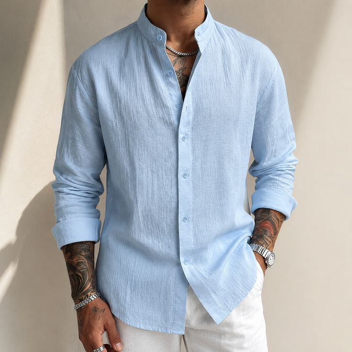 ELENA HARPER™  |  HENLEY LINEN SHIRT FOR MEN