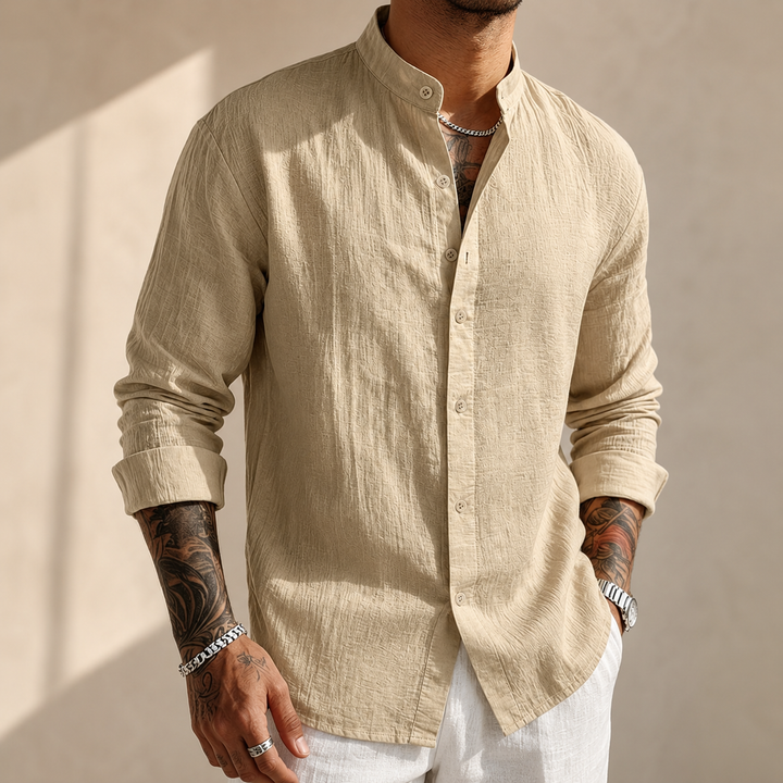 ELENA HARPER™  |  HENLEY LINEN SHIRT FOR MEN