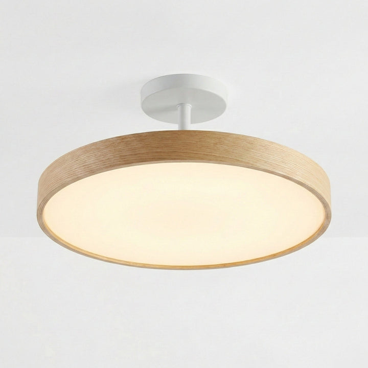 Round Ceiling Lamp Japanese Minimalist Design in Wood