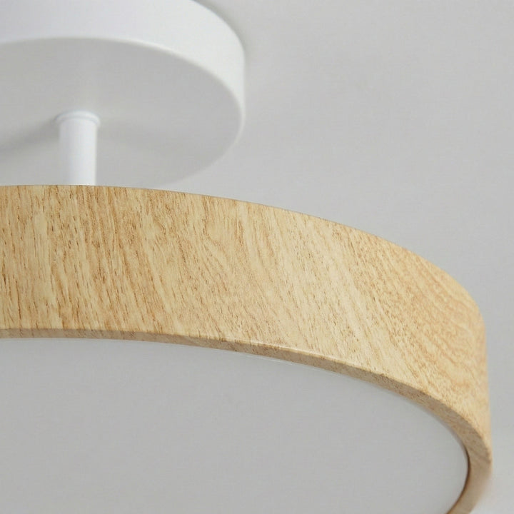 Round Ceiling Lamp Japanese Minimalist Design in Wood