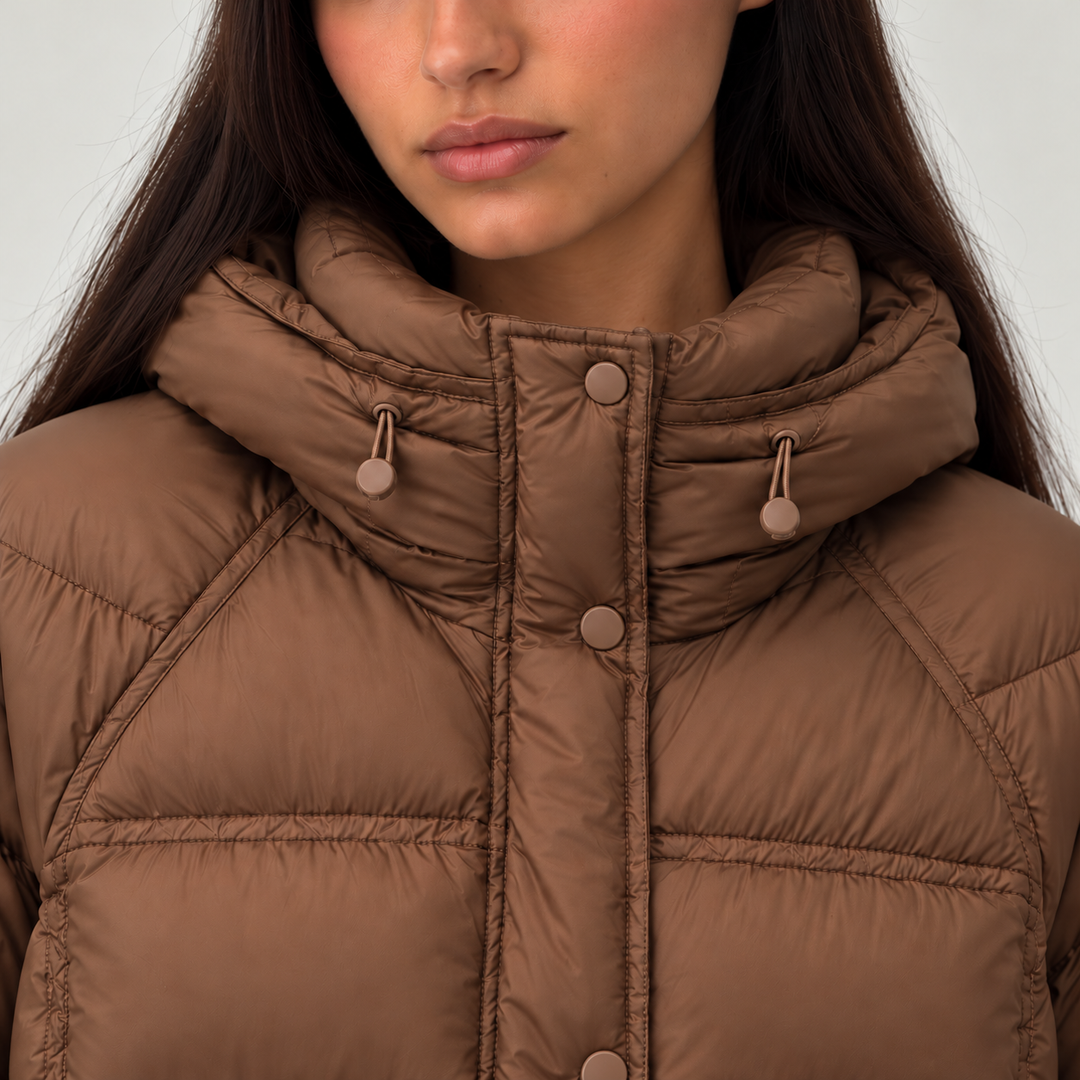Montarello Women's Hooded Puffer Jacket with High Neck