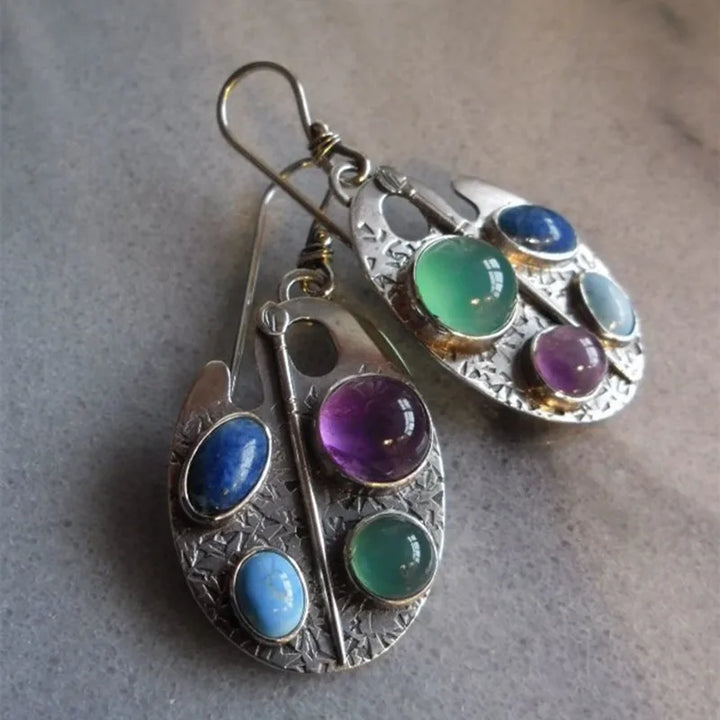 Artist Palette Gemstone Drop Earrings - Elena Harper