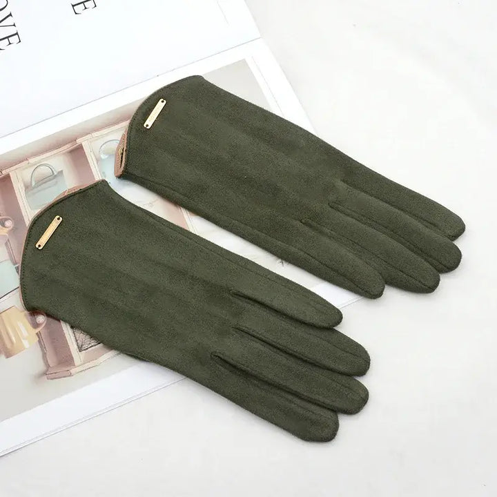 Elegant Suede Gloves Touchscreen, Warm & Windproof - Elena Harper