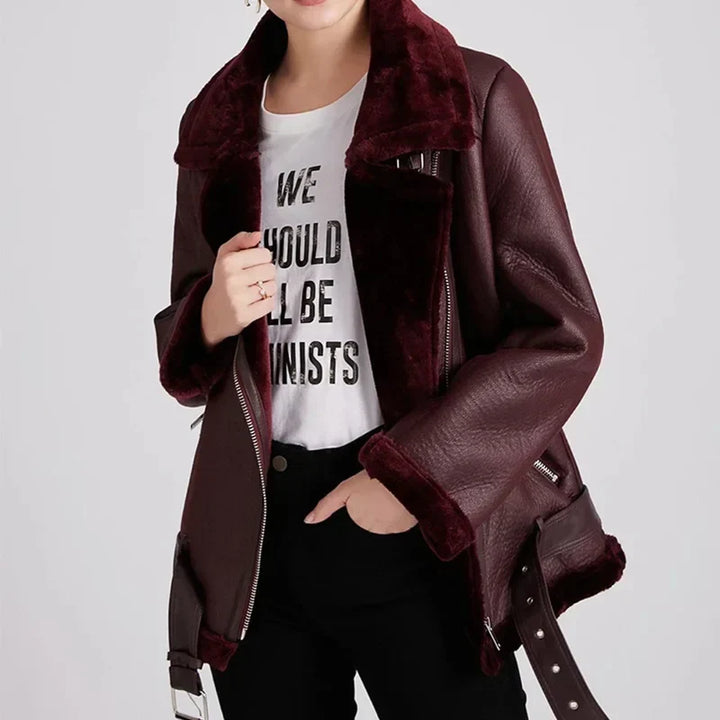 Camille - Thick Faux Leather Coat