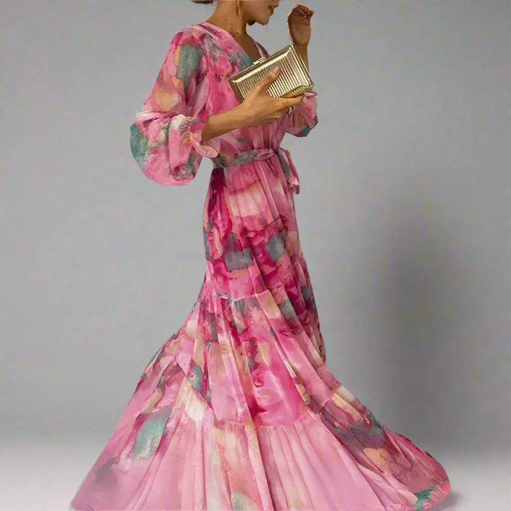 Gertrude Summer Dress with Floral Pattern and Adjustable Silhouette - Elena Harper
