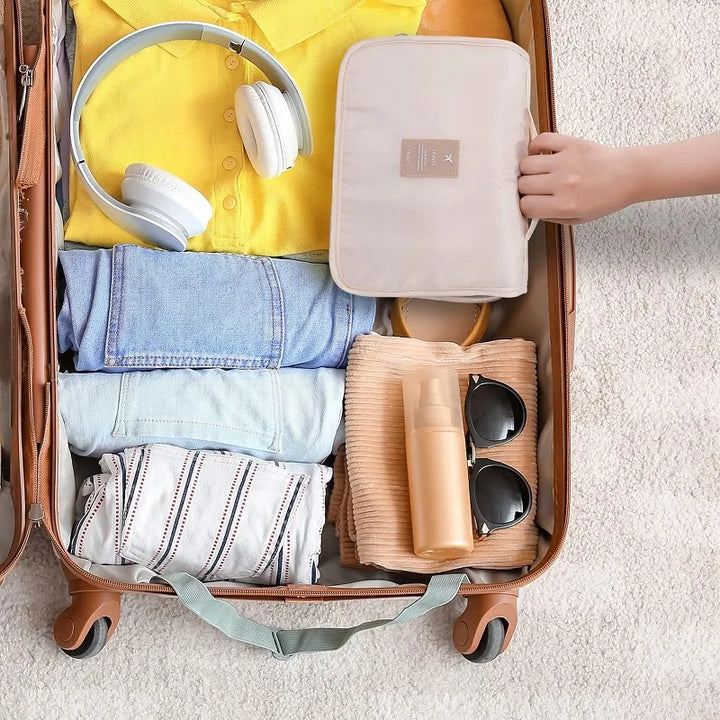Hanging Travel Toiletry Bag 6 Compartments & Wet Pocket Compact & Versatile Waterproof Polyester, view 3 - Elena Harper
