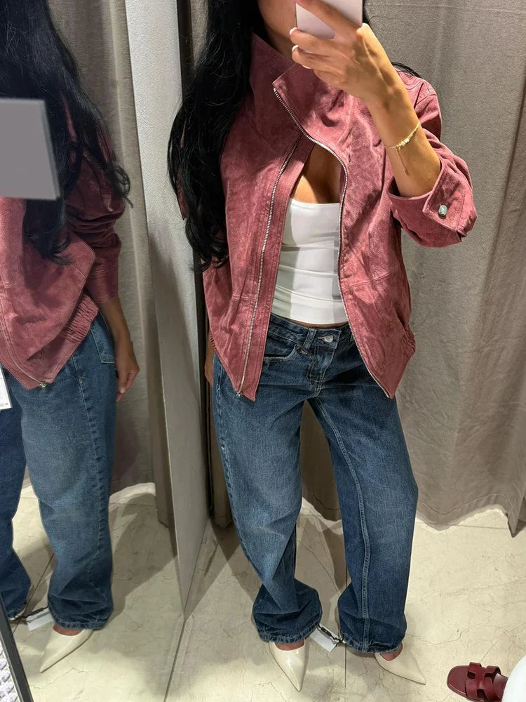 Anna Soft Suede Jacket, view 2 - Elena Harper