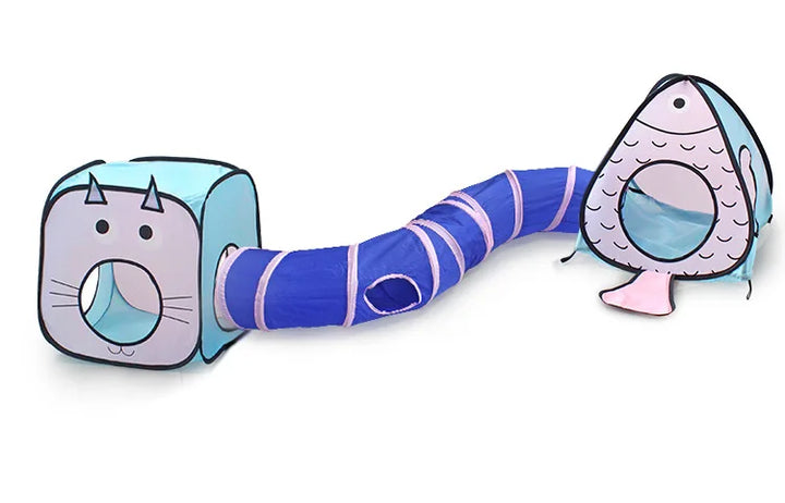 Cat Play Tunnel with Integrated Cat House for Interactive Fun
