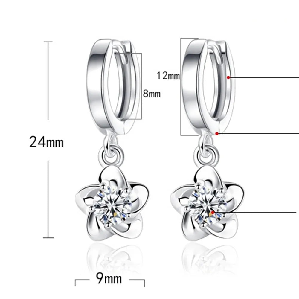 Sterling Silver Purple and White Zircon Earrings