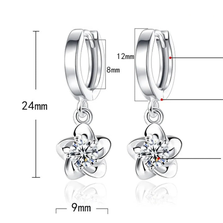 Sterling Silver Purple and White Zircon Earrings