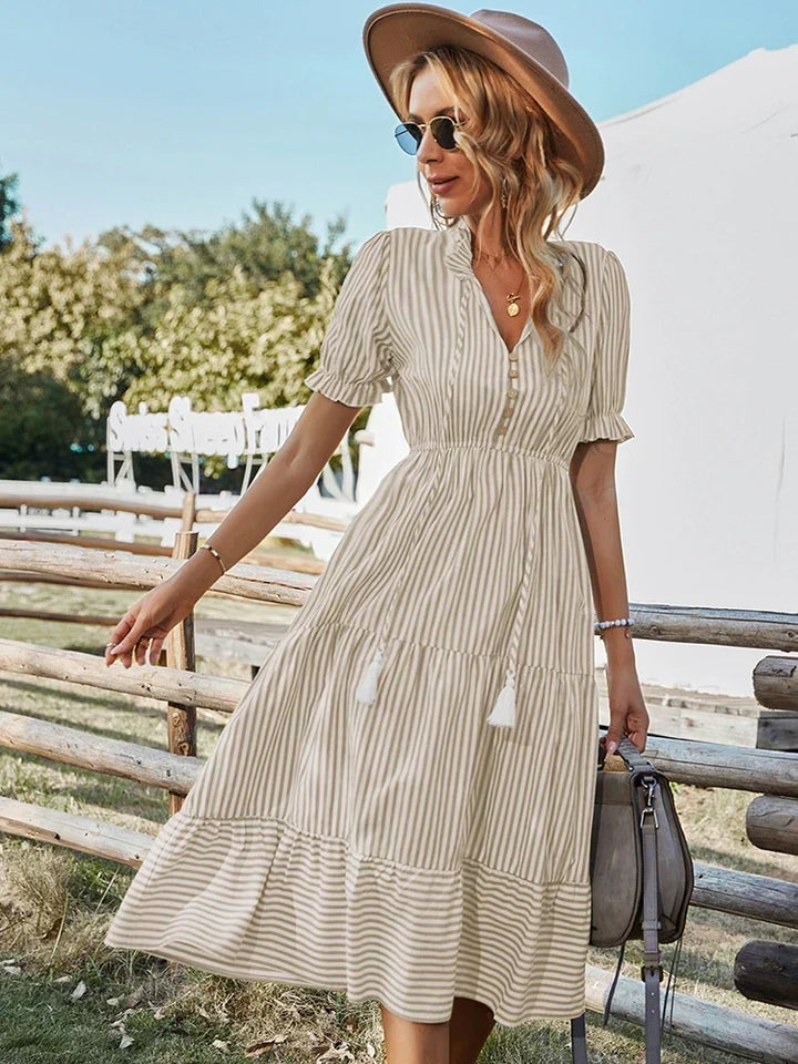 Bernice Classic Striped Dress - Elena Harper
