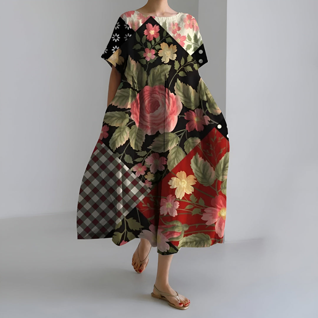 Meeri Artistic Maxi Dress with Vintage Floral Print and Effortless Elegance - Elena Harper