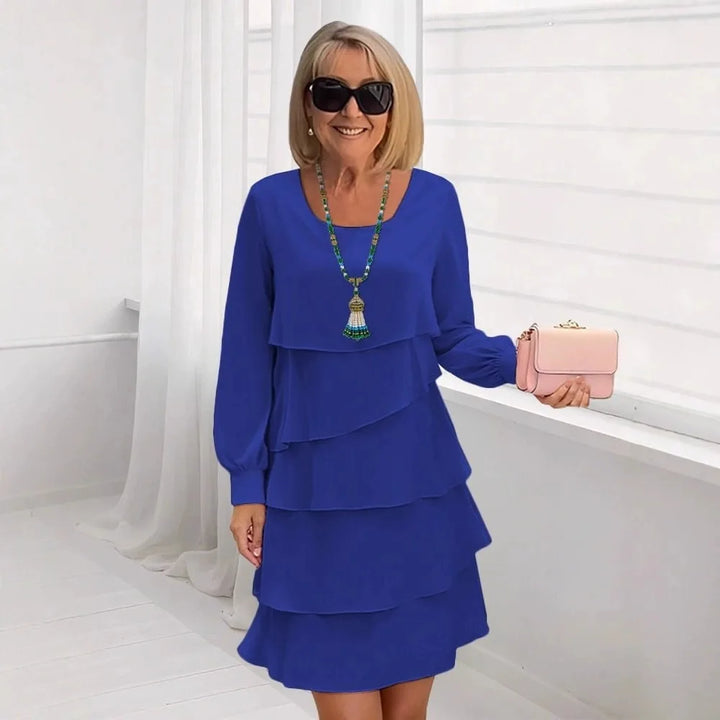 Margaret Elegant Comfort Ruffle Dress Long Sleeve - Elena Harper