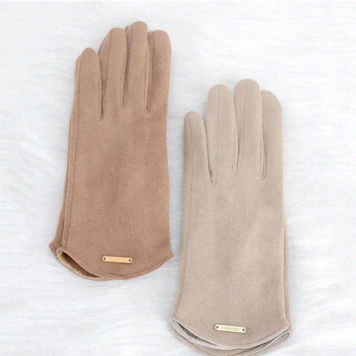 Elegant Suede Gloves Touchscreen, Warm & Windproof - Elena Harper