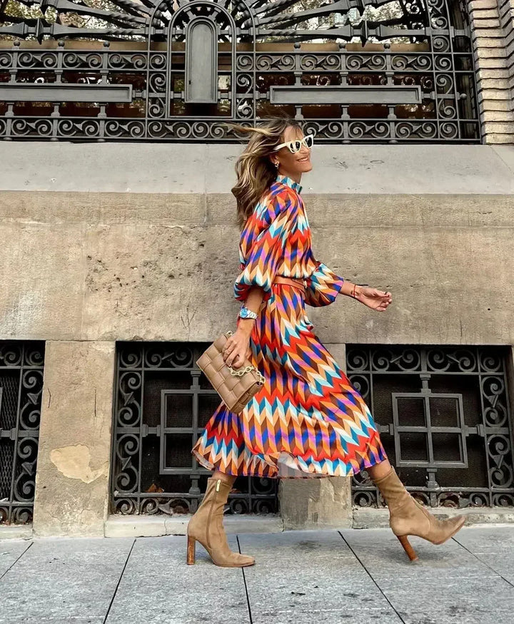 Cassandra Lively Geometric Dress, view 4 - Elena Harper