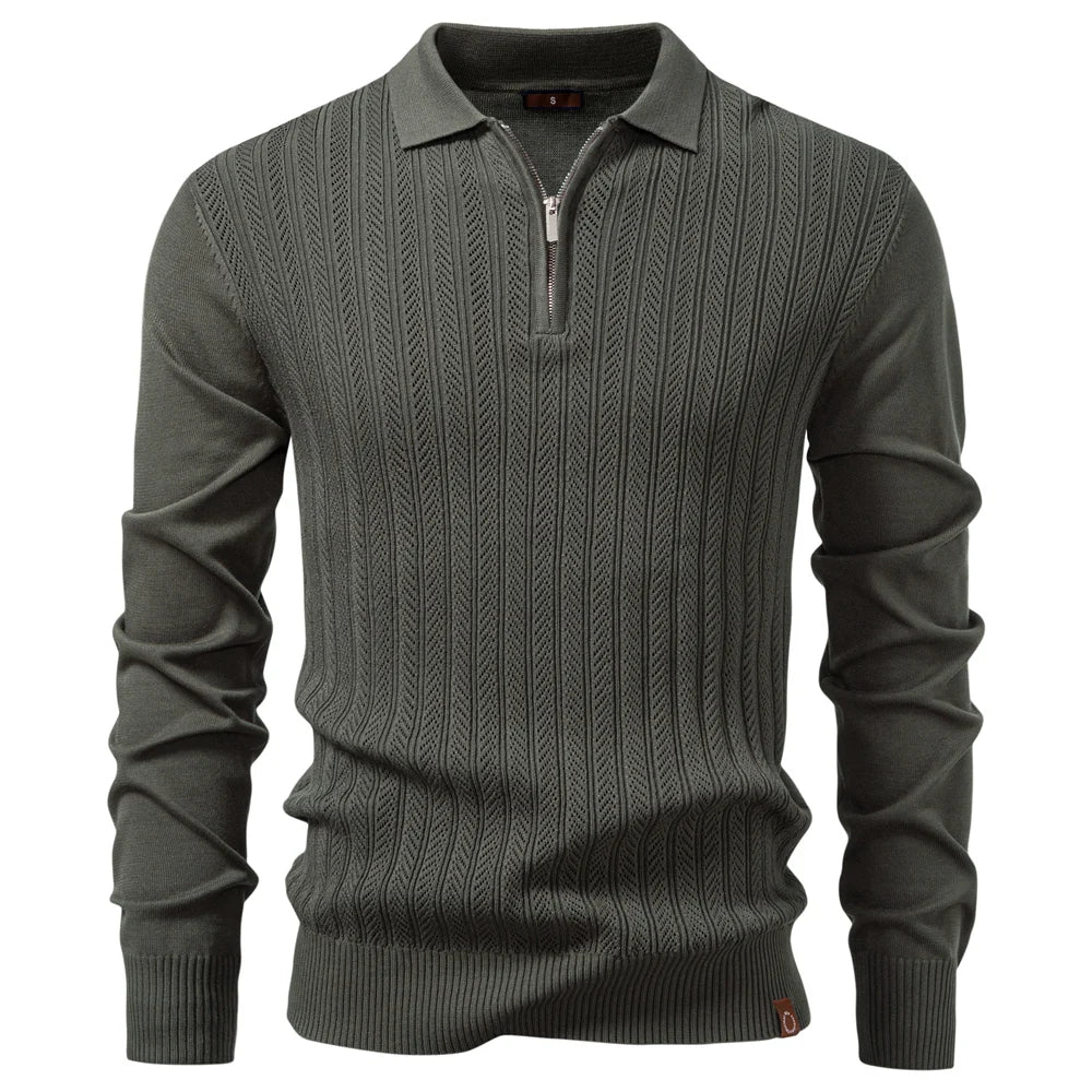 LAURENT MONACO | TEXTURED ZIPPER POLO FOR MEN