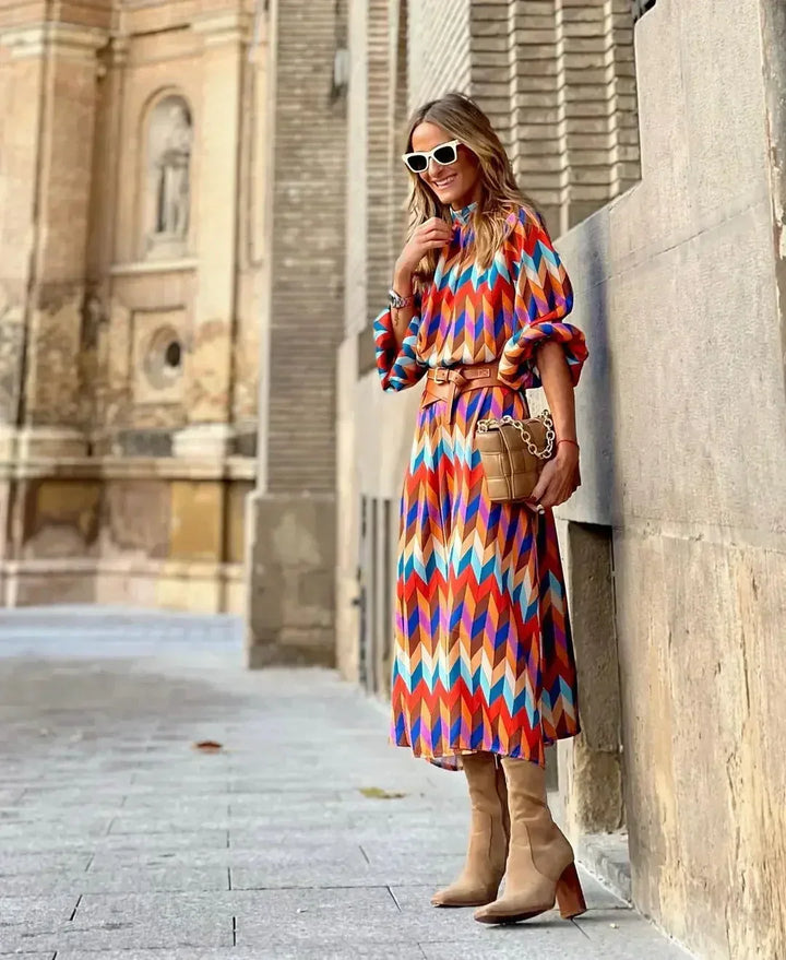 Cassandra Lively Geometric Dress, view 5 - Elena Harper