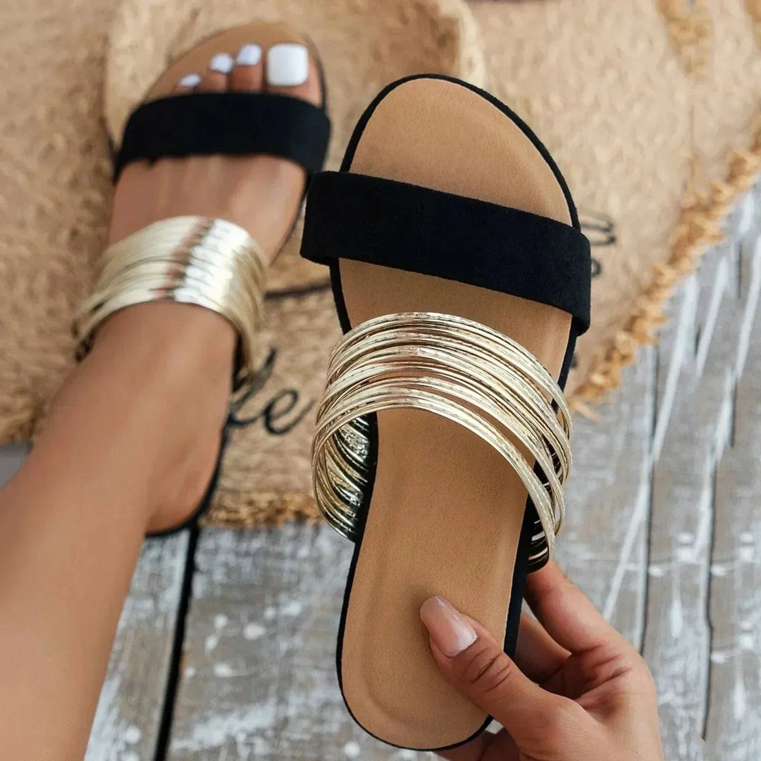 Jasmin | Women's Slip-On Flat Sandals with Double Straps