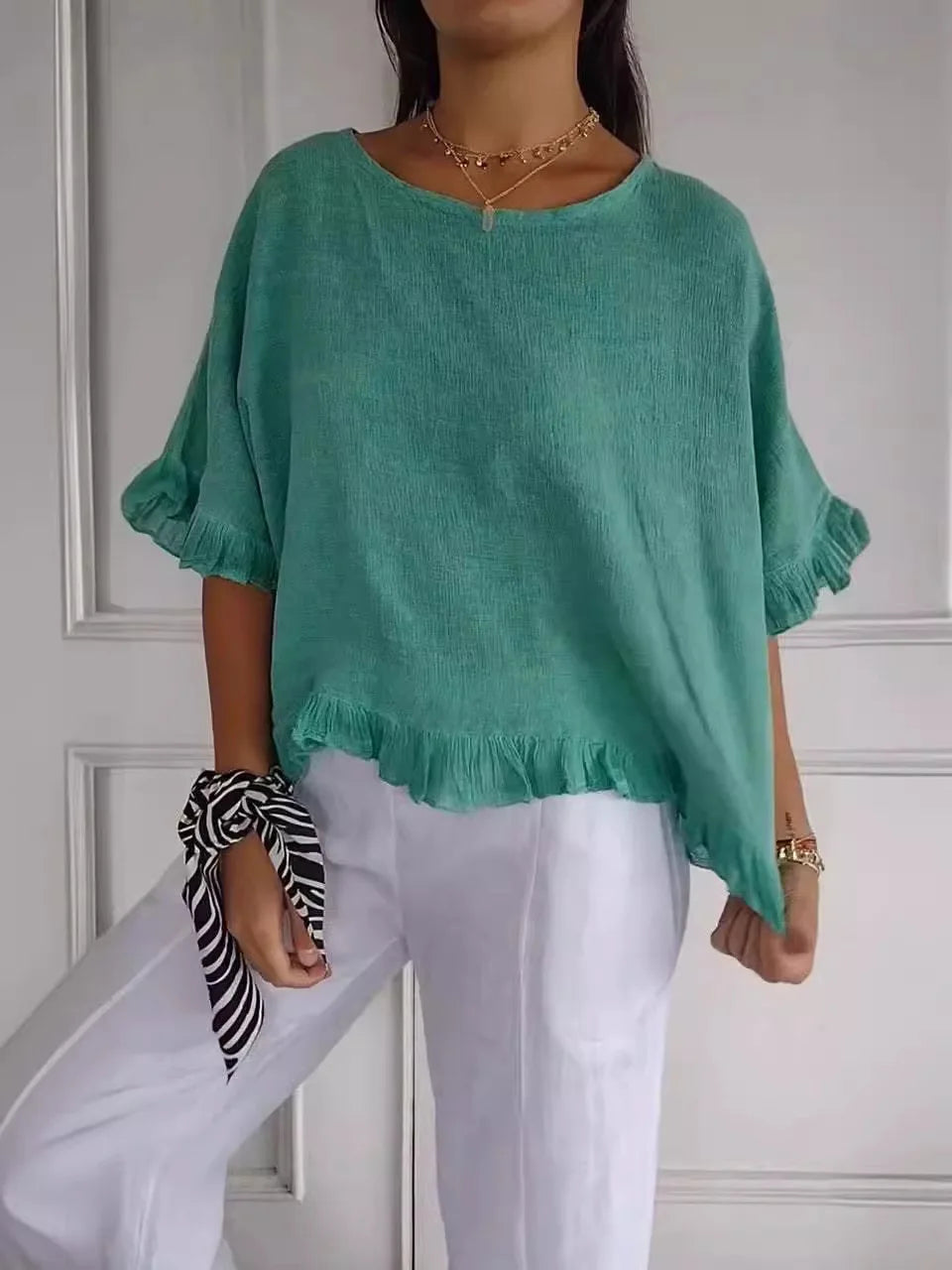 Patsy Round Neck Blouse Made of Linen, view 4 - Elena Harper