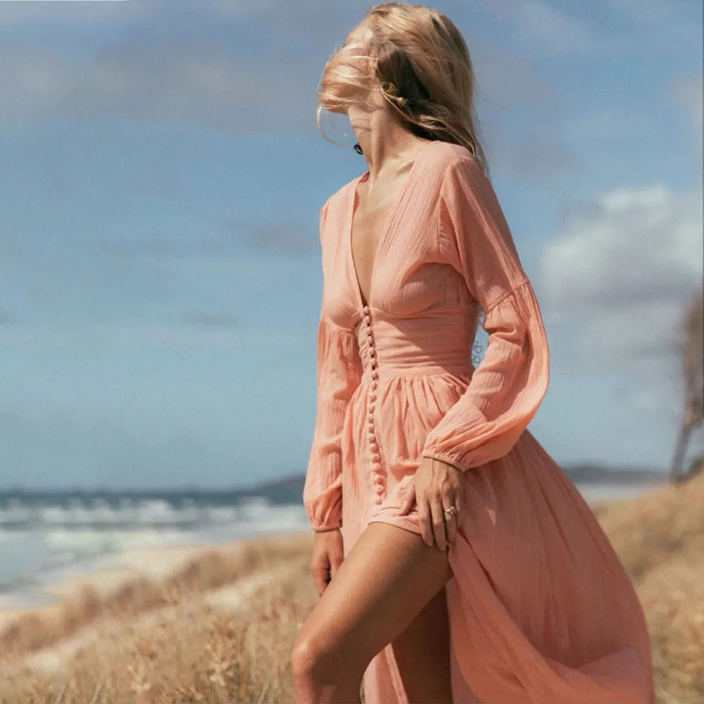 Nives Shimmering Pleated Dress, view 3 - Elena Harper