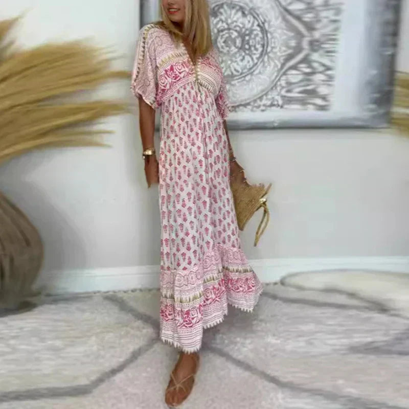 CHIC MAXI DRESS WITH PATTERN FOR WOMEN