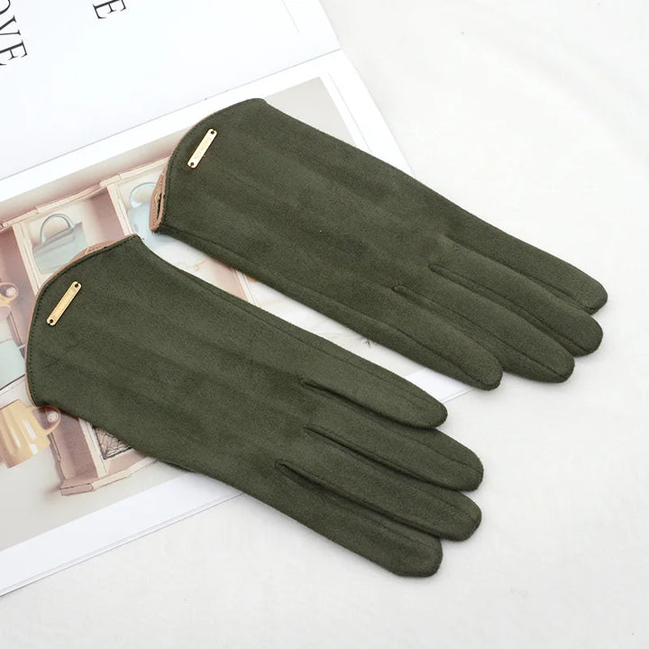 Elegant Suede Gloves Touchscreen, Warm & Windproof - Elena Harper