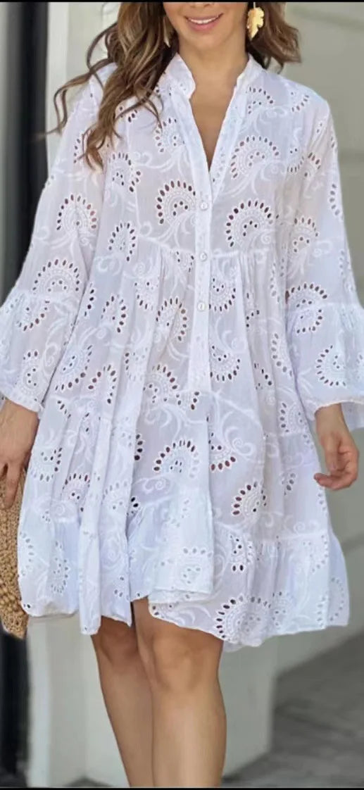 Pink Lace Midi Dress - Timeless Elegance