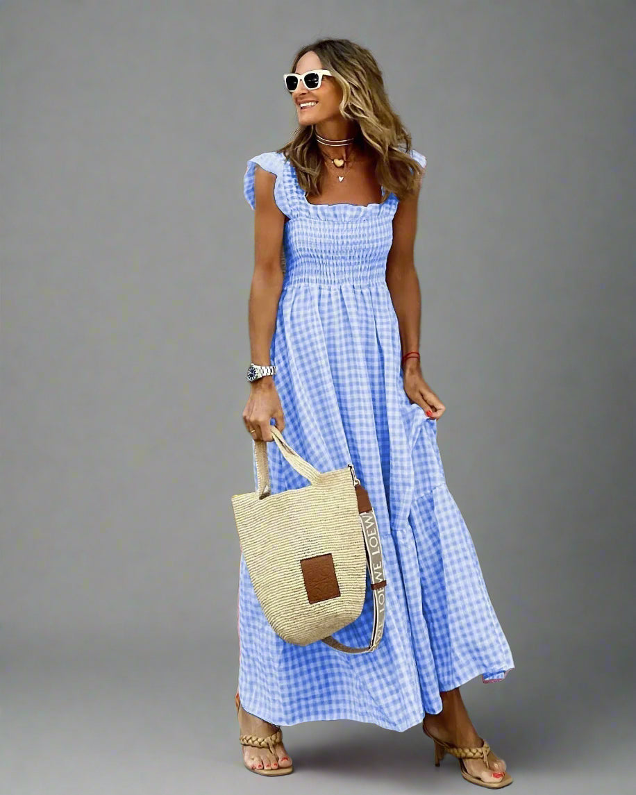 Bertha Checkered Dress in Retro Style for Elegance & Comfort in Everyday Life - Elena Harper