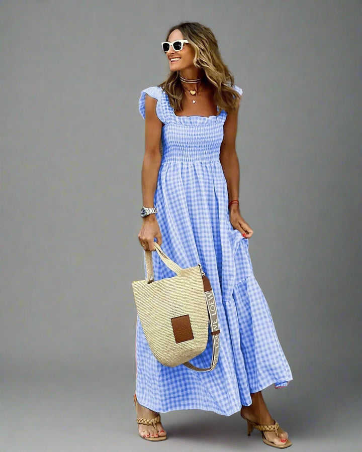 Bertha Checkered Dress in Retro Style for Elegance & Comfort in Everyday Life - Elena Harper