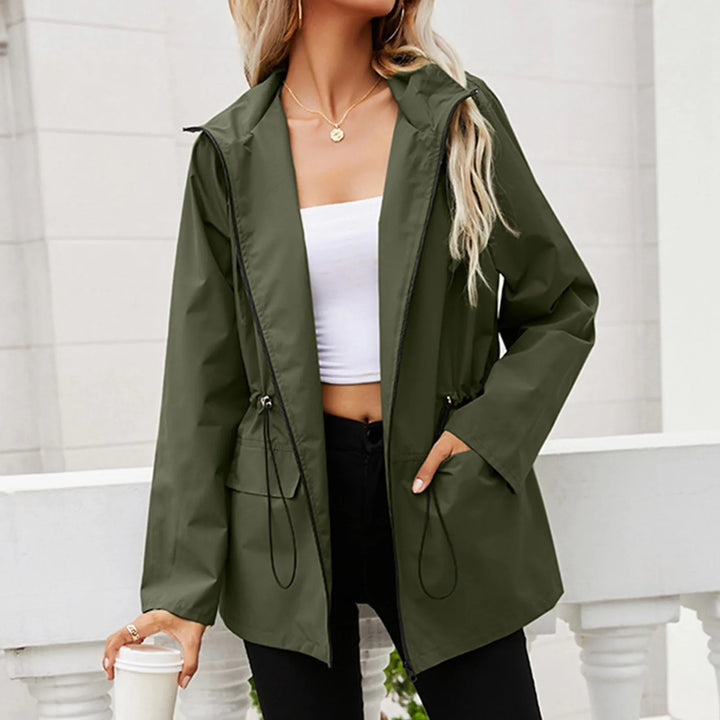 Women's Oversized Hooded Zip Raincoat Ondalise - Elena Harper