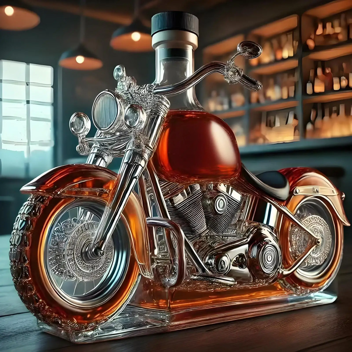 Harley Motorcycle-Shaped Whiskey Decanter for the Home Bar