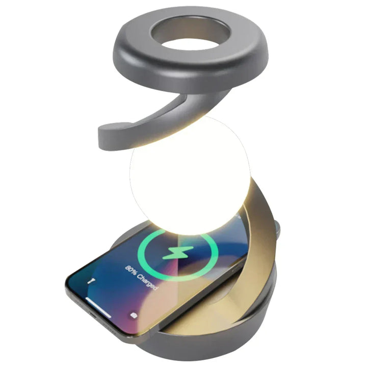 3D Floating LED Lamp with Wireless Charger – Creative Moonlight Table Lamp