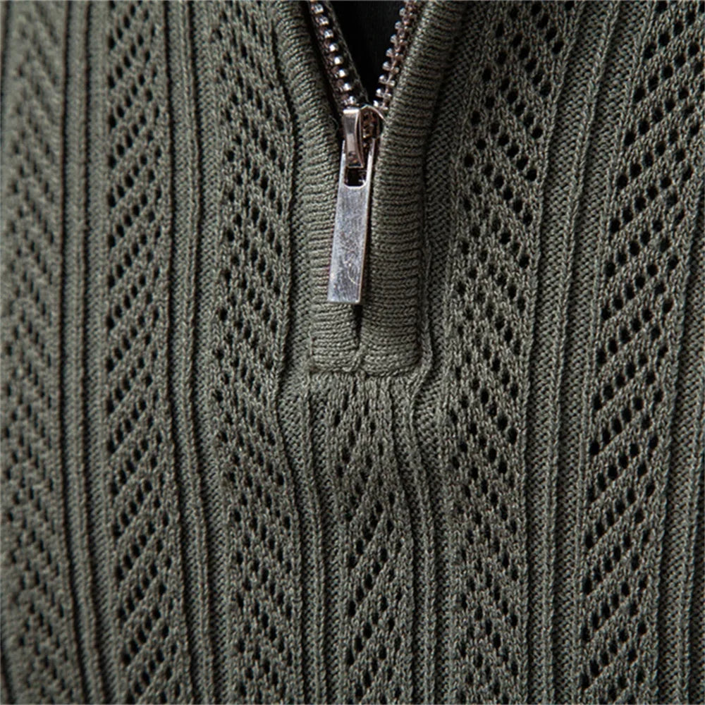 LAURENT MONACO | TEXTURED ZIPPER POLO FOR MEN