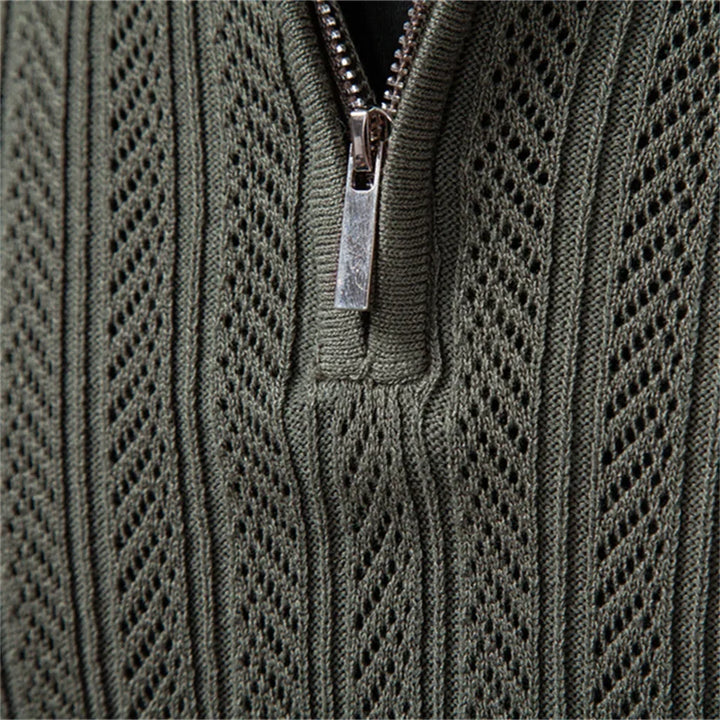 LAURENT MONACO | TEXTURED ZIPPER POLO FOR MEN